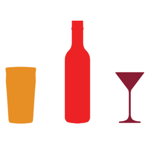 Unit guidelines made easy Graphic showing units and calories for beer, wine and spirits