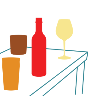 Is binge drinking sometimes OK? A number of drink containers on a table